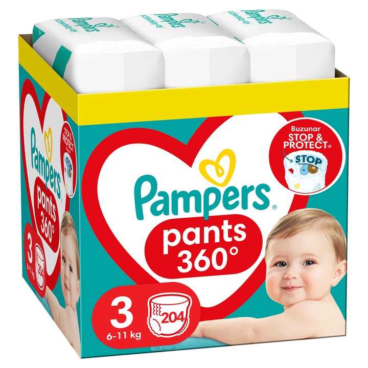 Scutece-chilotel Pampers Pants XXL Box Marimea 3, 6-11 kg, 204 buc