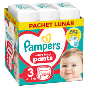 Scutece-Chilotel Pampers Active Baby XXL Box, Marimea 3, 6-11kg, 204 buc