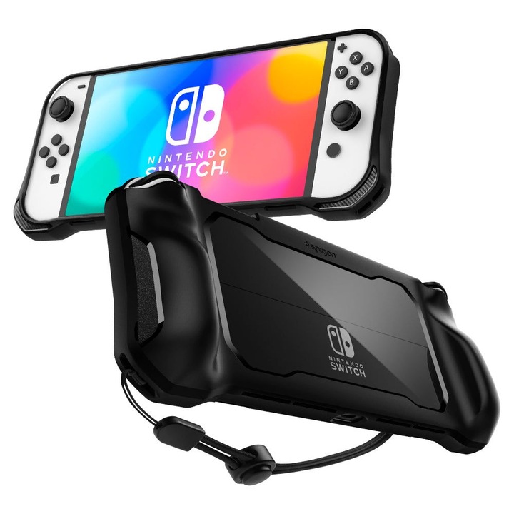 Калъф Spigen Rugged Armor за Nintendo Switch OLed, Черен