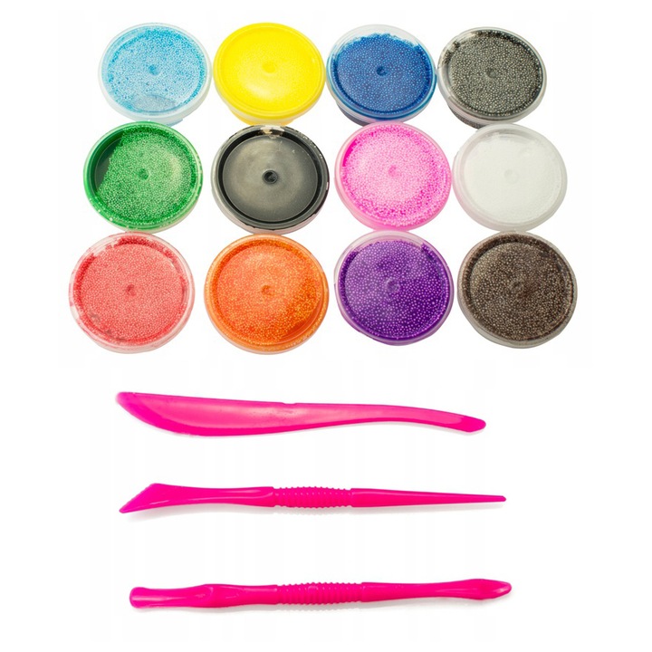 Творчески слайм комплект с топки, Zola, 12 цвята, прибори и кутия за съхранение