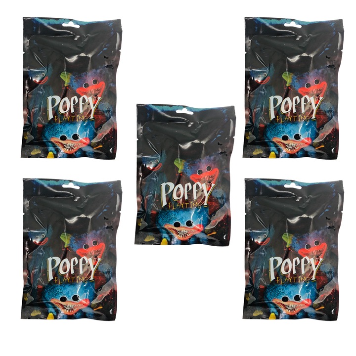 Kit 5 plicuri Huggy Wuggy, Shop Like A Pro, figurina si mini poster surpriza, Mistery Box