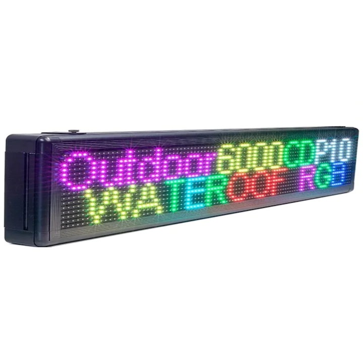 Panou reclama luminoasa, led RGB 100x20 cm, text personalizabil multicolor, interior/exterior
