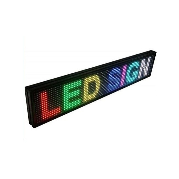 Reclama Luminoasa KlaussTech 300 x 40 cm, LED RGB, Vizualizare 120°, Wi-Fi, Temperatura, Negru