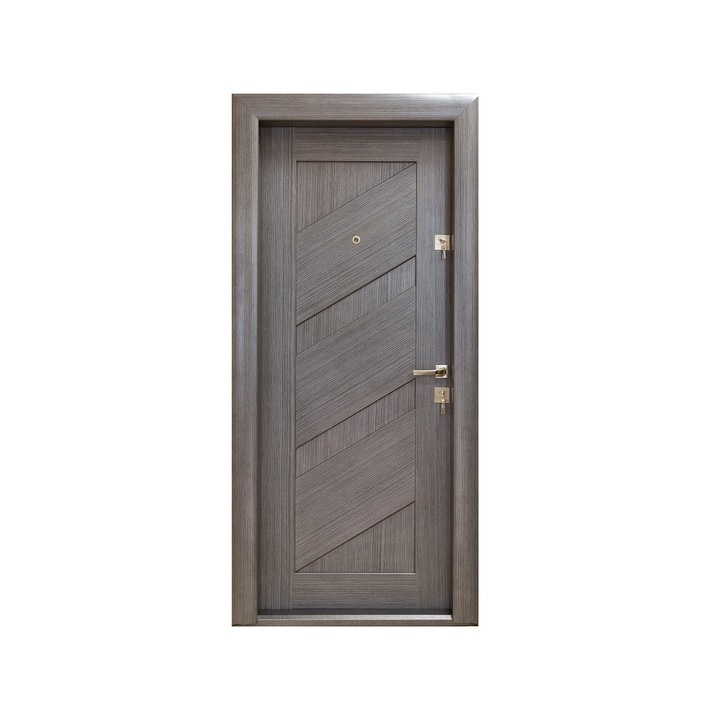 Usa metalica cu MDF Arhitect 412 pentru apartament, cu vizor, deschidere stanga, gri laminat 3121, 201x88 cm