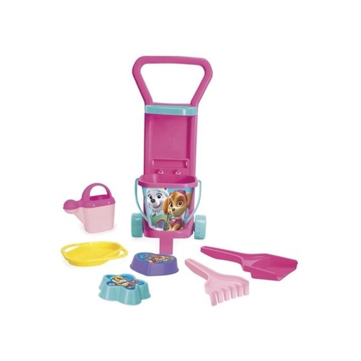 Пясъчник Paw Patrol с количка за дърпане, 8 части - розови