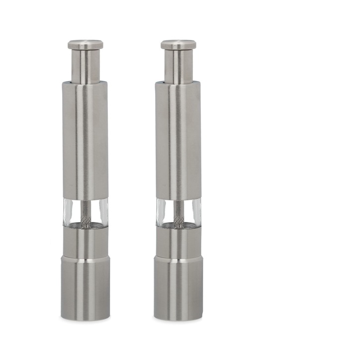 Set 2 rasnite, sare si piper, din inox, 2.5 x 2.5 x 15 cm
