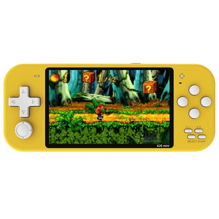 Преносима игрова конзола STELS X20 Mini, Smart Technology, 4.3 инча цветен дисплей, 10 000 игри, Жълт