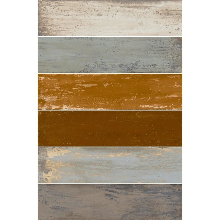 Gresie portelanata Marvelwood mix Color tip lemn, finisaj mat, 15x60 cm, culoare mix frasin, 1.01mp/cutie