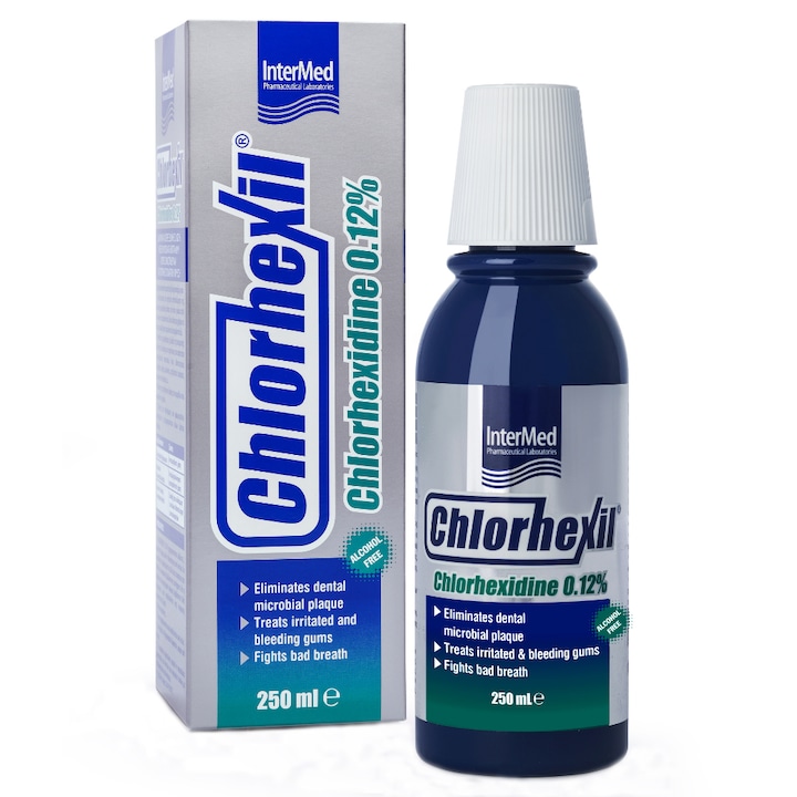 Вода за уста с растителни екстракти Chlorhexil 0.12%, Intermed, За грижа за зъбите и венците, 250 мл
