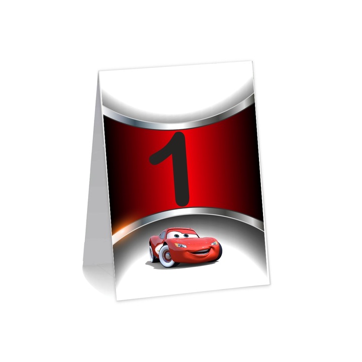 Numar de masa, Botez, Model NRB6, Masinutele Cars, Carton, Alb