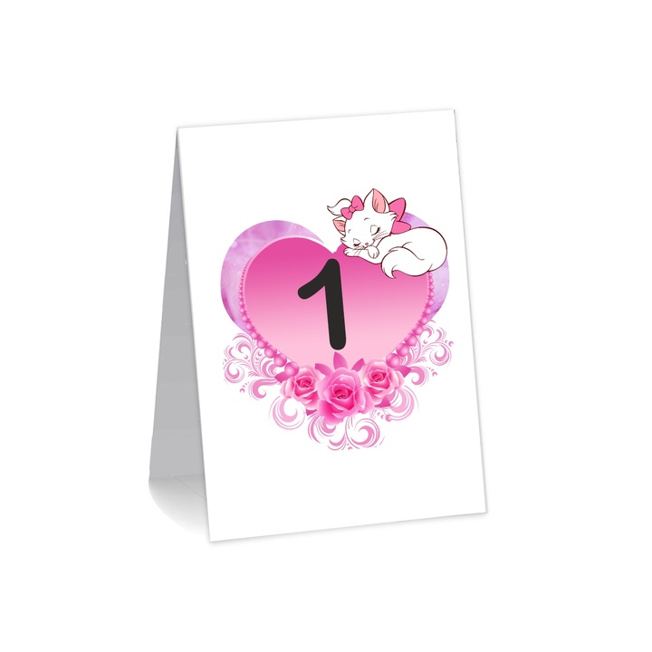 Numar de masa, Botez, Model NRB8, Pisica Marie, Carton, Alb