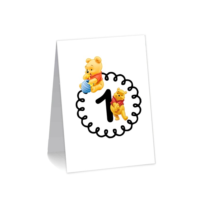 Numar de masa, Botez, Model NRB29, Bebe Winnie the Pooh, Carton, Alb