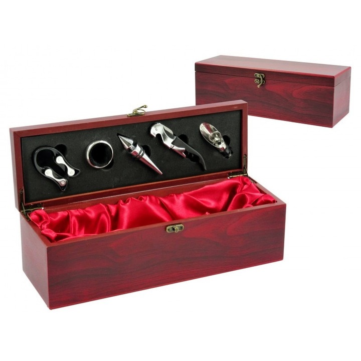 Комплект за вино Поставка за вино в дървена кутия