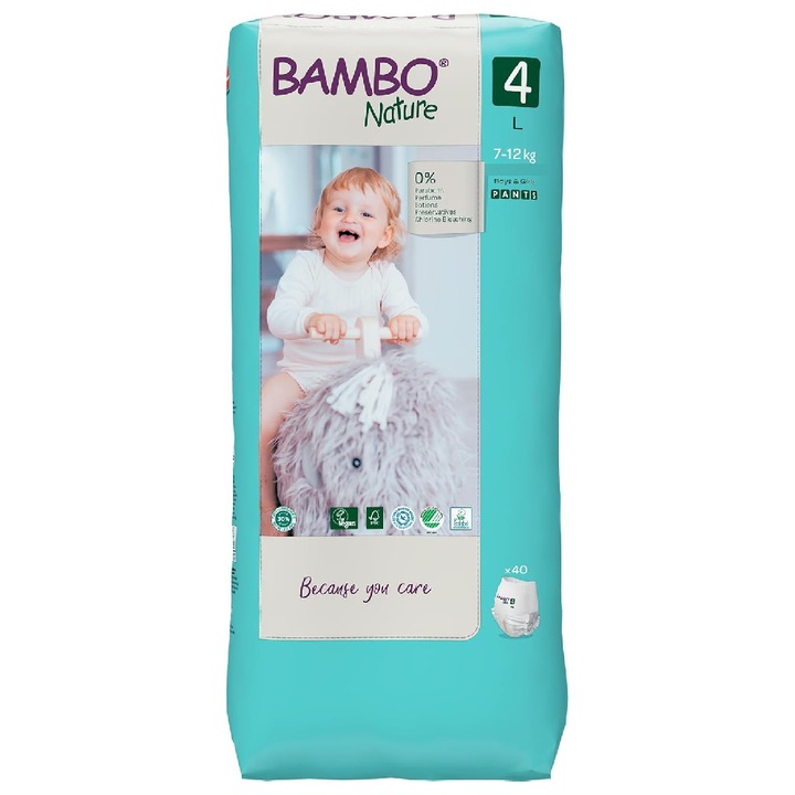 Chilotei Ecologici Bambo Nature Pants, Nr. 4, 7-12 kg, 40 bucati