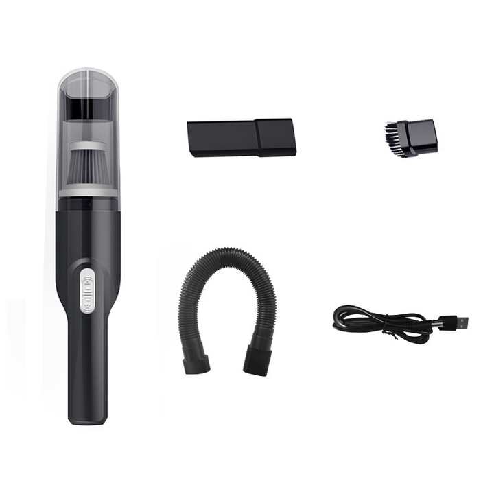 Sundiguer hordozható porszívó, vezeték nélküli, USB töltés, 1 L, 2 akkumulátor x 2000 mah, 50000 rpm, 10 000 Pa, 120 W, fekete