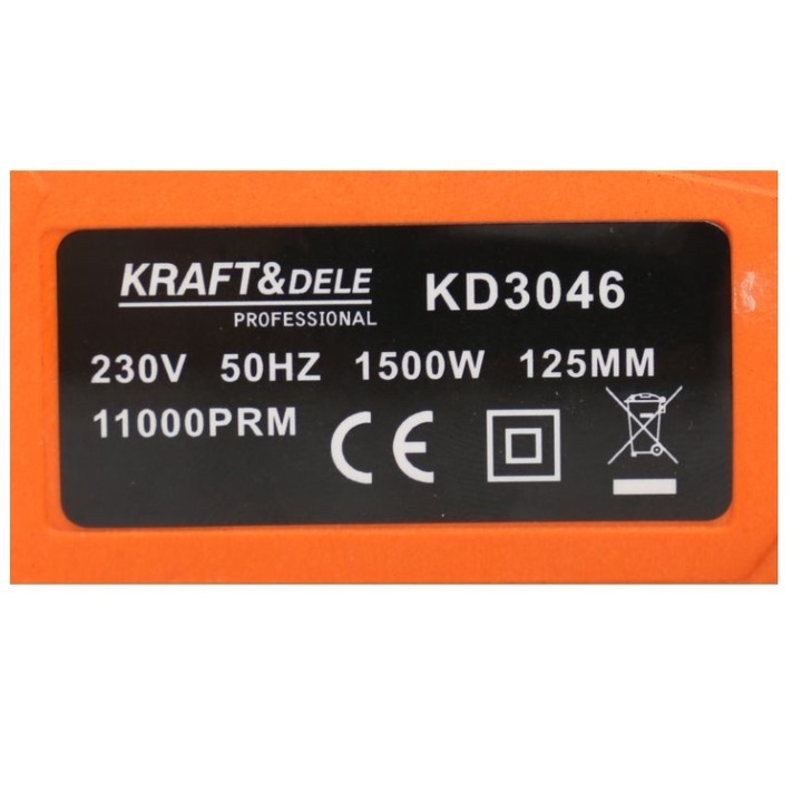 Polizor unghiular, Kraft&Dele, 1500W, 125 mm, 12000 rpm, KD3046