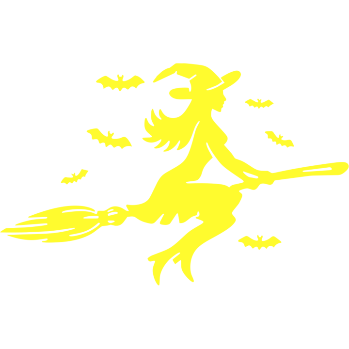 Sticker auto ''Witch'', 18x16 cm, Galben