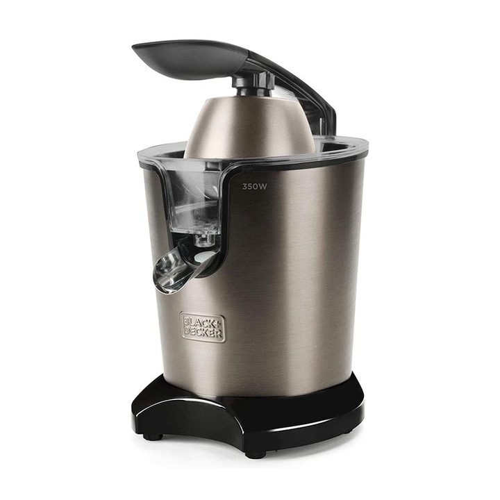 Сокоизстисквачка за цитруси Black + Decker, ES9240080B, Неръждаема стомана, 350W, Черен/Неръждаема стомана