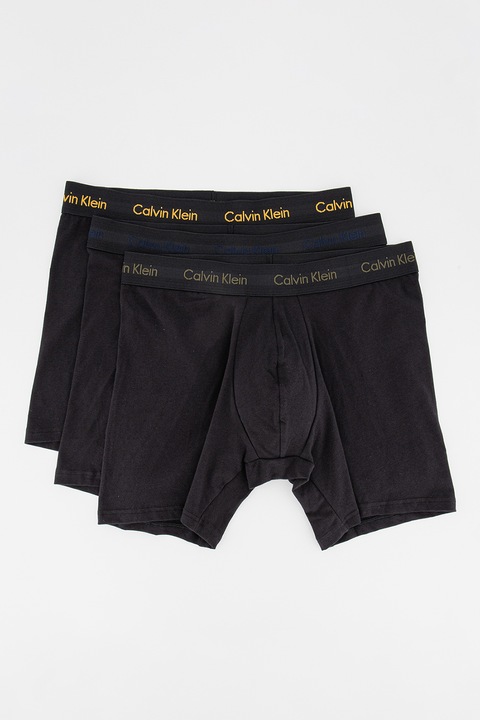 CALVIN KLEIN, Logós boxer szett - 3 db, Koptatott fekete/Világosbarna