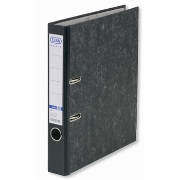 Biblioraft A4, margine metalica, 50mm, ELBA Smart - marmorat cu cotor negru Biblioraft A4, margine metalica, 50mm, ELBA Smart - marmorat cu cotor negru