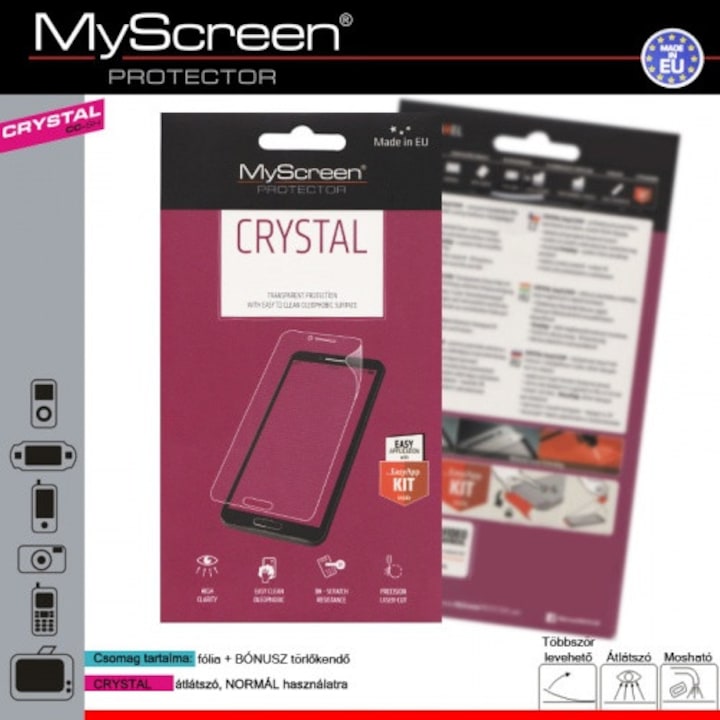 Myscreen M3052CCHO MYSCREEN CRYSTAL Kijelzővédő fólia (3H) ÁTLÁTSZÓ [Doogee X5 Max, Doogee X5 Max Pro]