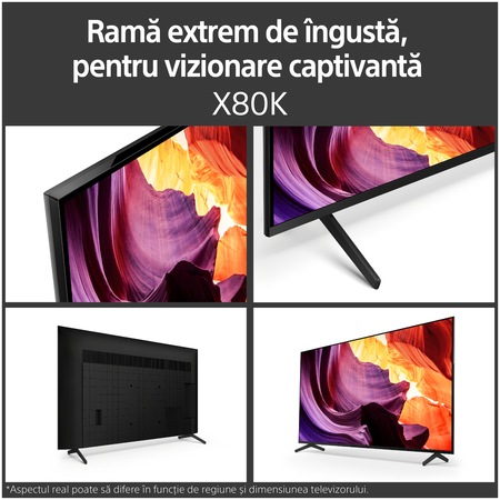 Televizor Sony LED 65X80K, 164 cm, Smart Google TV, 4K Ultra HD, Clasa F