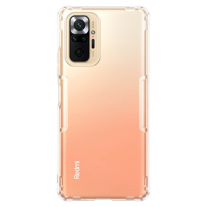 Кейс за Xiaomi Redmi Note 10 Pro, силиконов, с противоударни защитни ъгли, серия Nillkin Nature, Clear