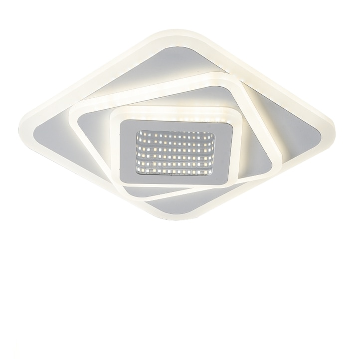 Plafoniera LED patrat 3D design 9793, 3 tipuri de lumina, 80W