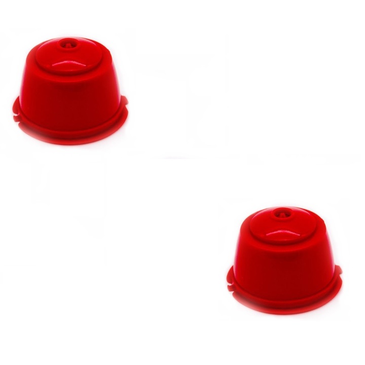 Комплект от 2 кафе капсули, за многократна употреба, за многократно пълнене, съвместими с Dolce Gusto, червени