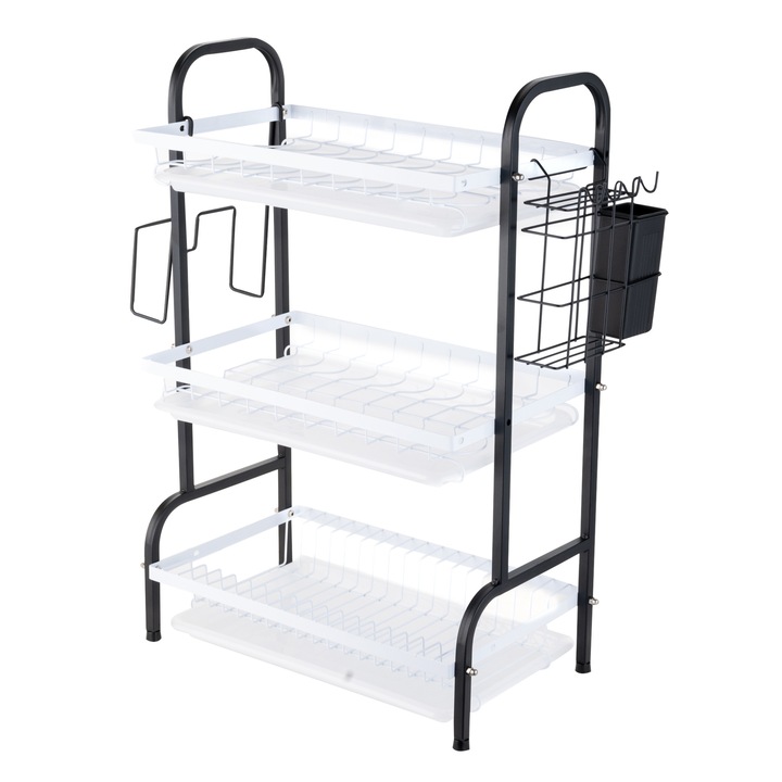 Suport vesela, cu trei nivele, alb- negru, 61 X 23,5 X 42cm