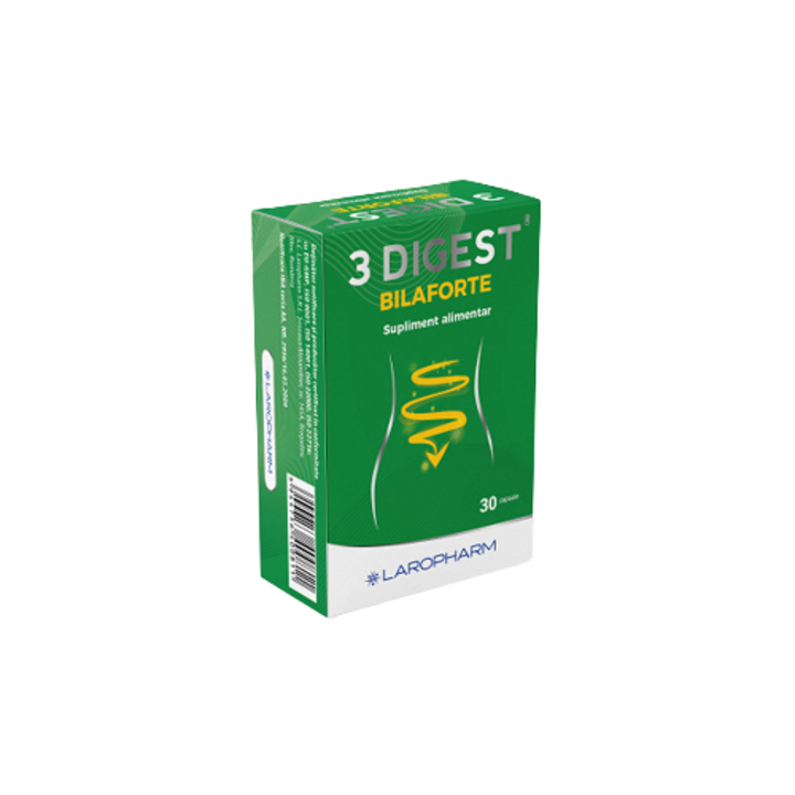 Supliment alimentar 3-Digest Bilaforte recomandat pentru sanatatea bilei, 30 capsule