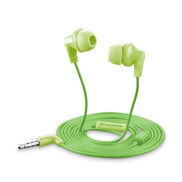 Стерео слушалки Cellular Line Cricket, С микрофон и управление на звука, 3.5мм, Зелени