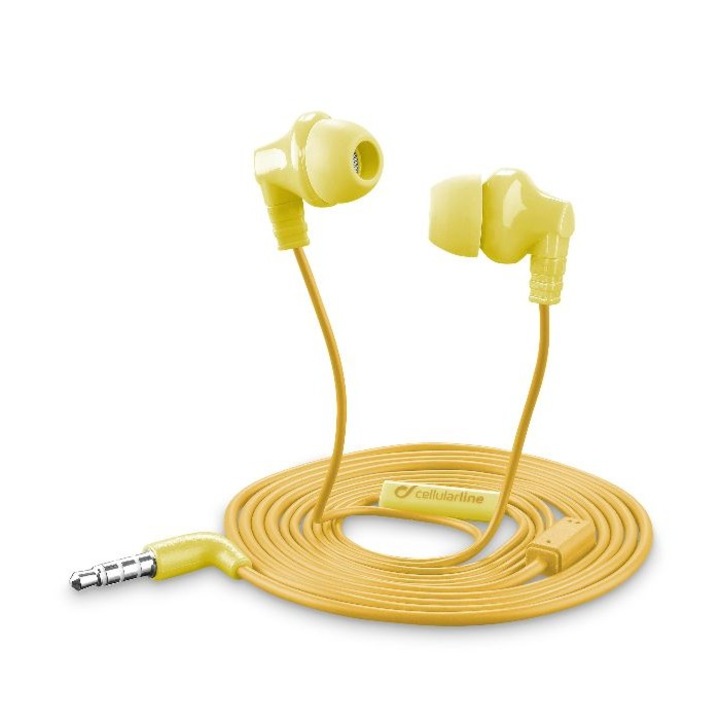 Стерео слушалки Cellular Line Cricket, С микрофон и управление на звука, 3.5мм, Жълти