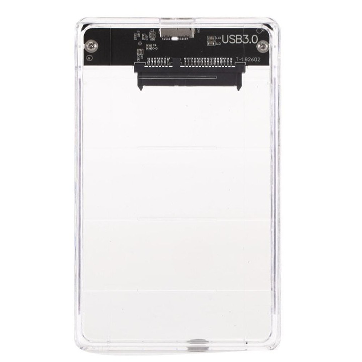 Carcasa Rack compatibila cu HDD/SSD SATA 2.5", ABS, USB 3.0, Transparent