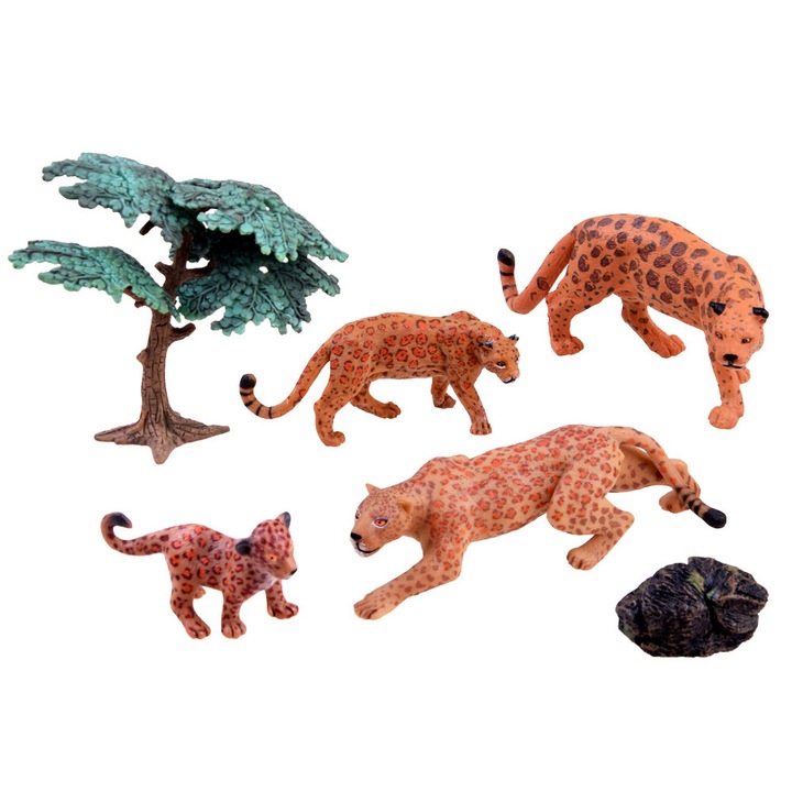 Set 6 figurine animale leoparzi, Ramiz, Multicolor