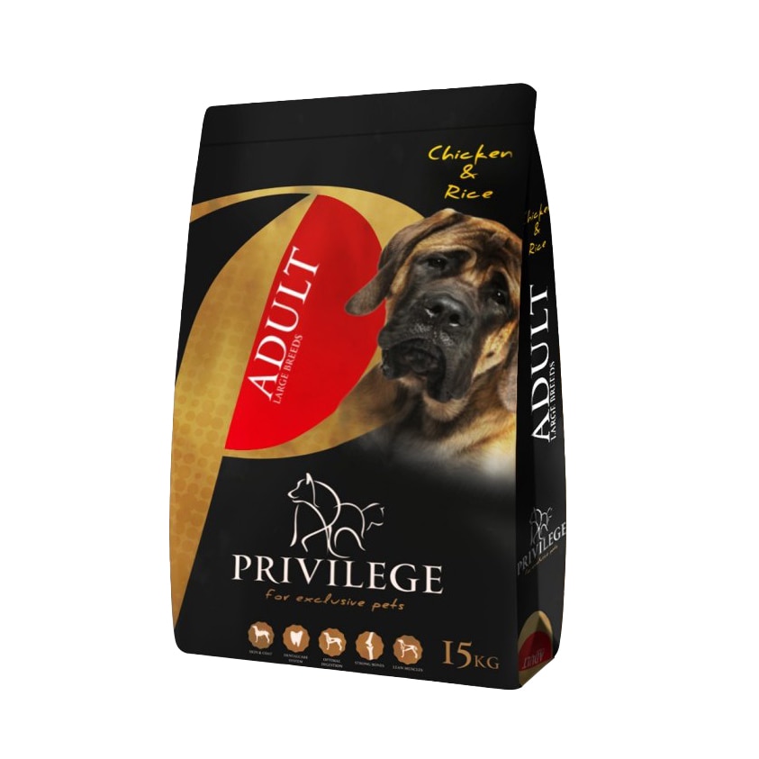 Hrana uscata pentru caini Privilege, Adult, Large Breed, Pui si Orez 15 Kg
