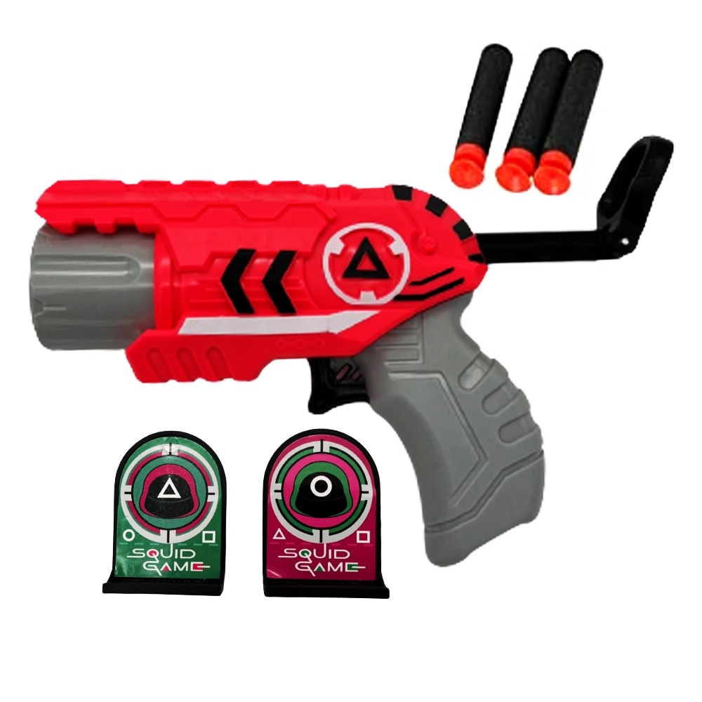 Pistol Squid Game Zenuk - Soft Dart Gun, 3 Gloante de Spuma Tip