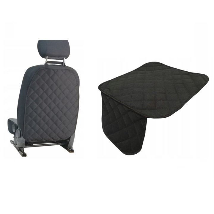 Set 2 protectii scaune auto, universale, matlasate, negre, lavabile, impermeabile - protectie sezut scaun sau bancheta si protectie spatar scaun, Metru Patrat