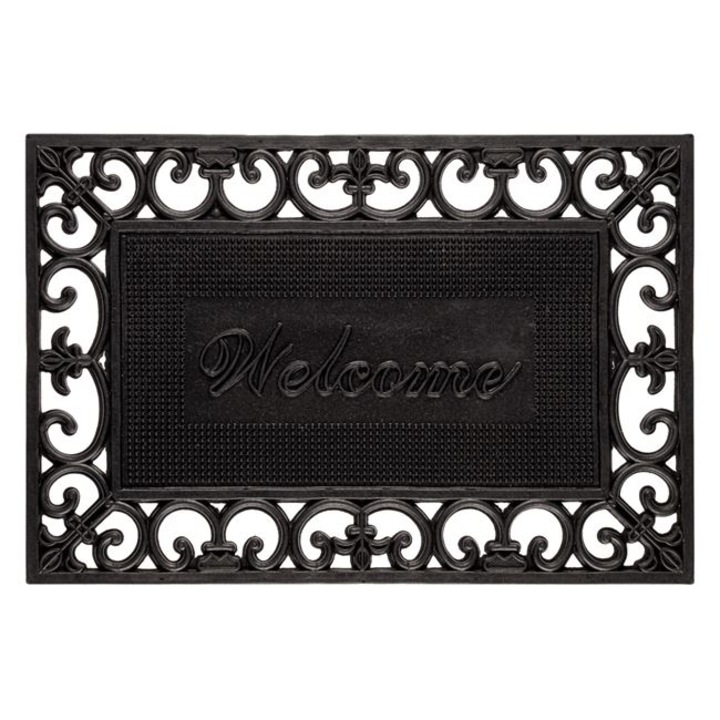 Yana Bejárati szőnyeg, King modell, "Welcome" felirattal, fekete, gumi, 60 cm x 40 cm