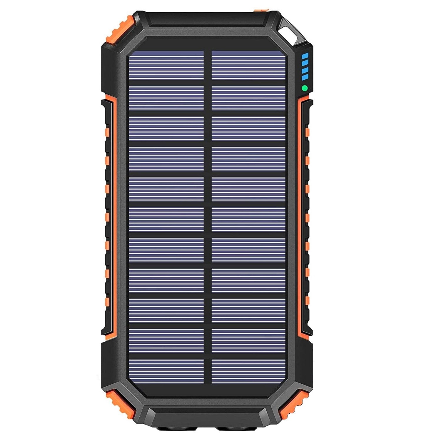 Acumulator extern 26800 mAh, powerbank solar cu incarcare wireless QI, 2  USB si 1 USB C, rezistent la apa, cu lanterna LED 