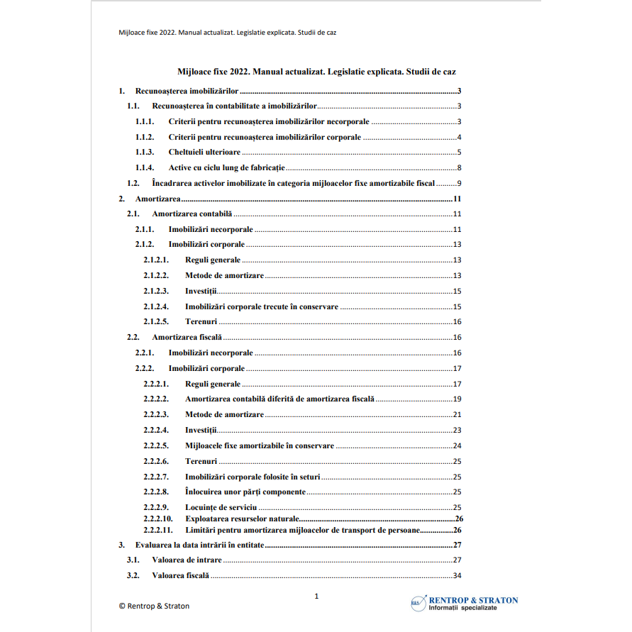 Mijloace fixe 2022. Manual actualizat. Legislatie explicata. Studii de