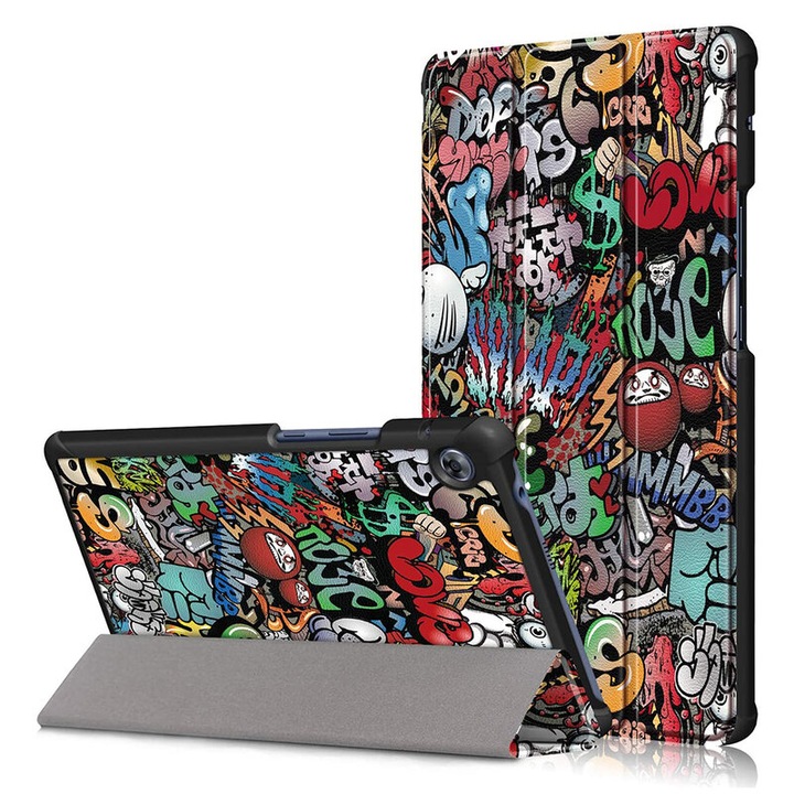 Huawei Matepad T8, FoldPro, állvány típusú, ökológiai bőr, Urban Vibe, Multicolor kompatibilis táblagéphez készült védőburkolat
