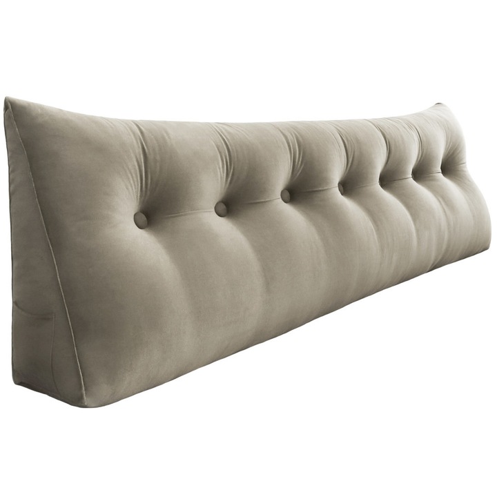 Perna suport lombar, Catifea/Fibre bumbac, 200x50 cm, Bej