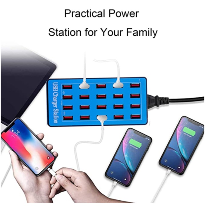 Statie de incarcare fast 100W cu 20 porturi USB 5V 20A si ventilator