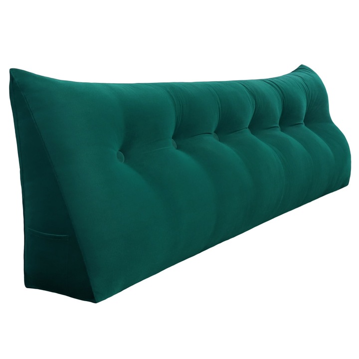 Perna suport lombar, Catifea/Fibre bumbac, 180x50 cm, Verde