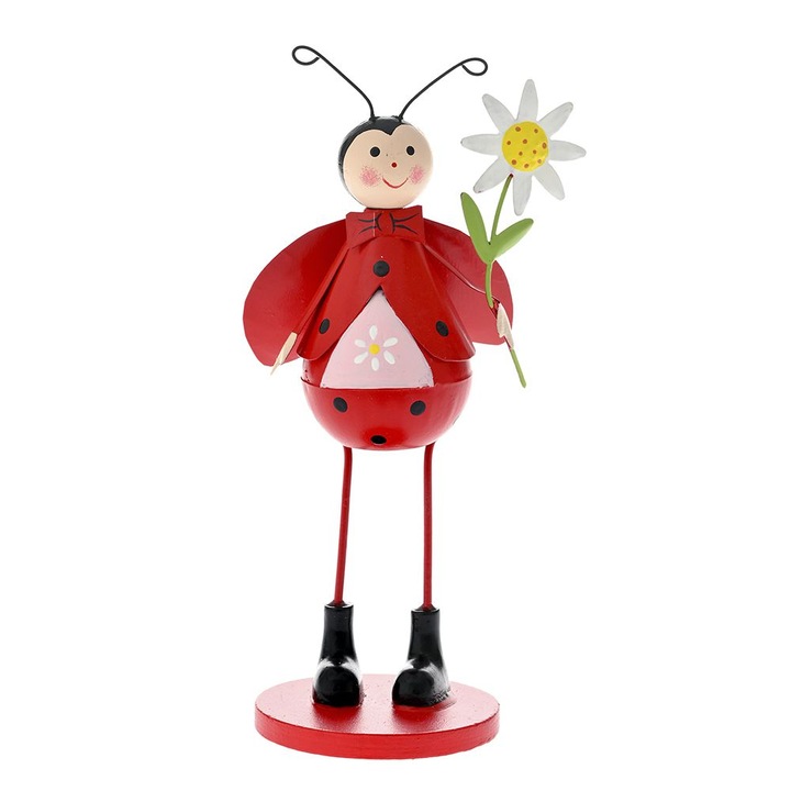 Decoratiune Paste, Buburuza cu Floare din Metal