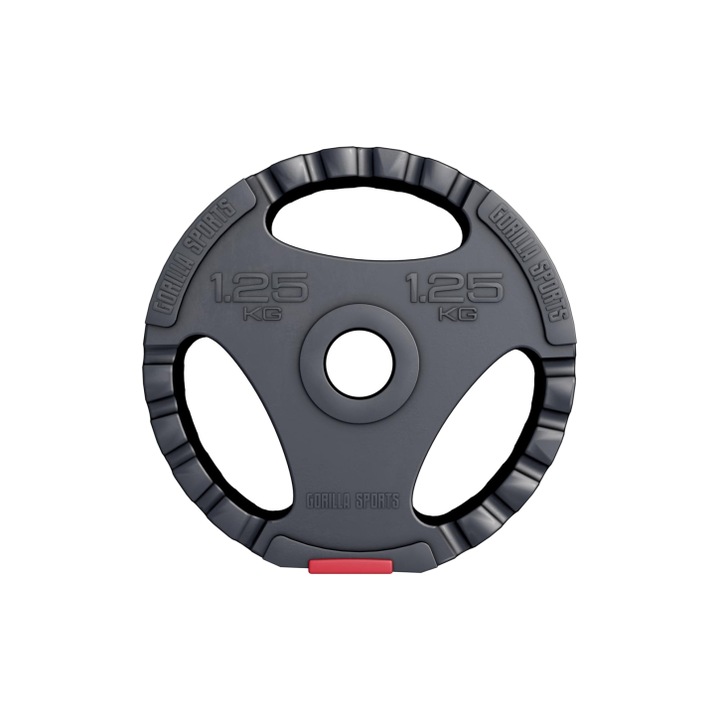 Disc cu prindere umplut cu ciment, Gorilla Sports, 1,25Kg, 30/31mm, Negru