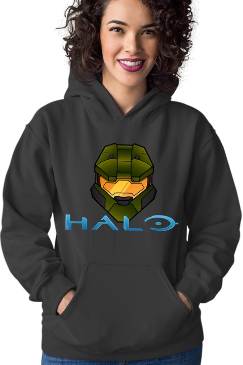 Hanorac dama Halo Combat mode Evolved Zone Logo, Negru