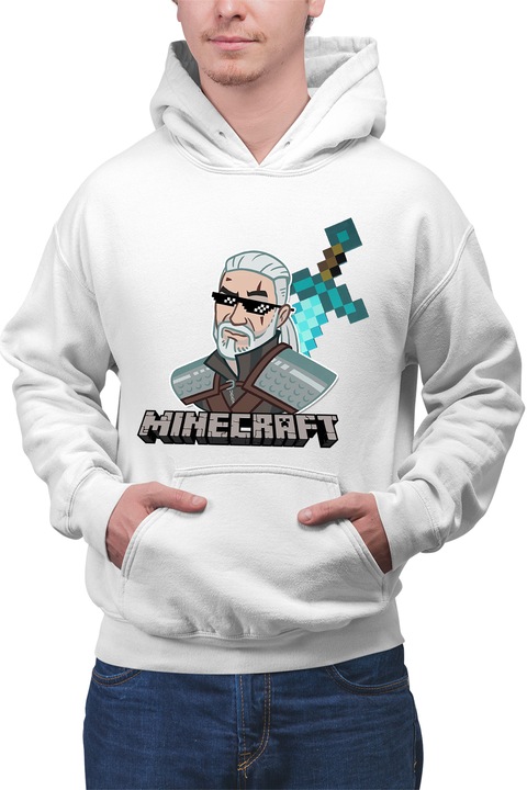 Hanorac barbati The Witcher Minecraft Mcskins Optifine Aternos, Alb
