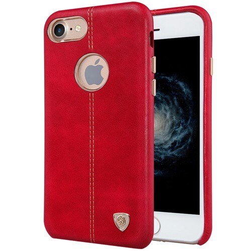 Capac de protectie iPhone 7 Nillkin Englon, piele ecologica, rosu